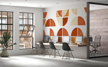 Load image into Gallery viewer, Modern Geometric Half Circle Wall Decal • Abstract Shapes Office Decor • Large Peel &amp; Stick Mural • Mid Century Wall Sticker for Workspace