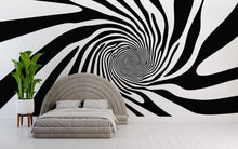 Load image into Gallery viewer, Hypnotic Swirl Wall Decal, Black And White Spiral Office Wall Art, Modern Large Abstract Sticker, Optical Illusion Mural For Workspace Decor