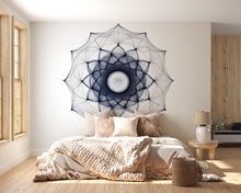 Load image into Gallery viewer, Geometric Mandala Wall Decal • Large Modern Mandala Sticker • Line Art Wall Mural • Bedroom Accent Wall Decor • Removable Peel &amp; Stick Wall