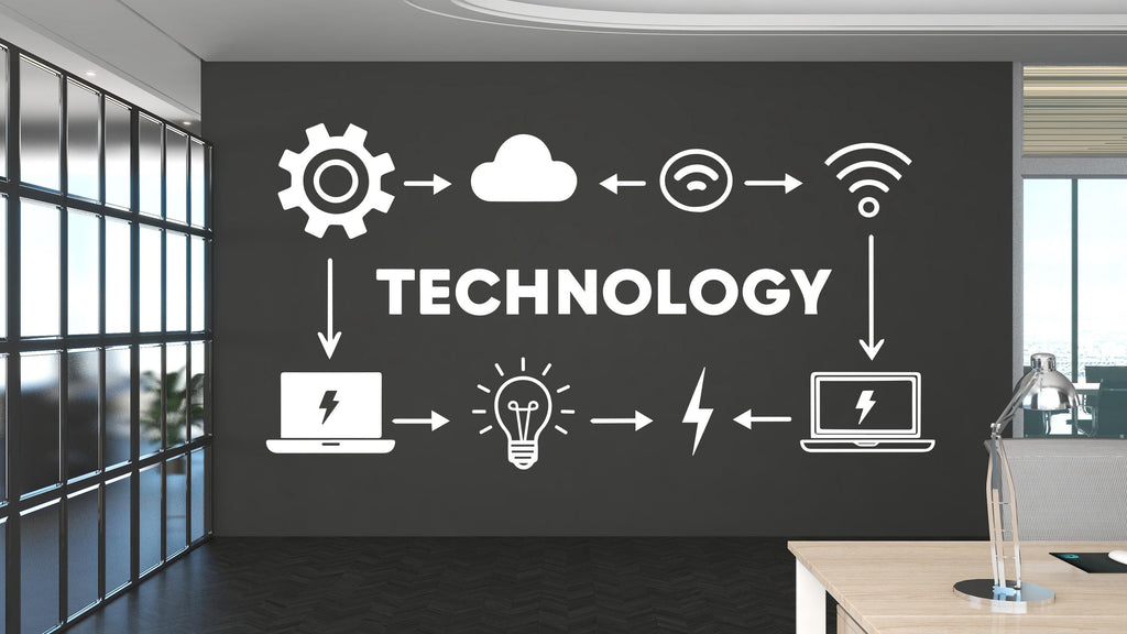 Technology Vinyl Wall Art Decal, Circuit Board Wall Decal, Office Wall Decor, Business Software Wall Sticker, Computer It Decor Office 551LU