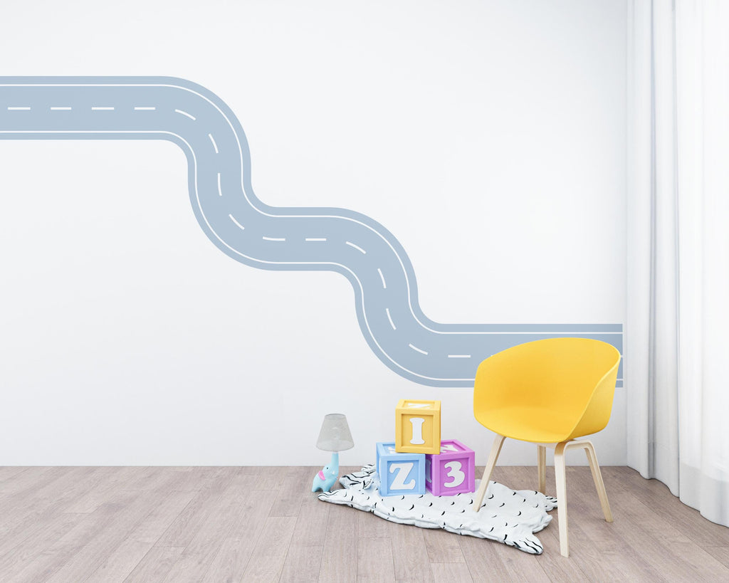 Road wind Wall Decal Highway Vinyl Sticker Track Route Wall Decor Kids Playroom Boys Room Wall Art Automotive Bedroom Mural Sticker 701LU