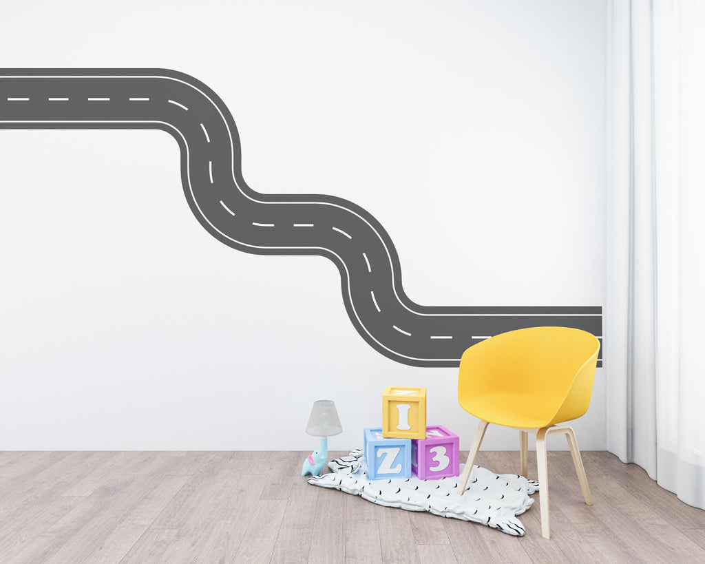 Road wind Wall Decal Highway Vinyl Sticker Track Route Wall Decor Kids Playroom Boys Room Wall Art Automotive Bedroom Mural Sticker 701LU