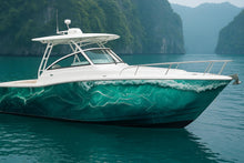 Load image into Gallery viewer, Emerald Wave Boat Wrap – Teal Marble Ocean Vinyl | Custom Marine-Grade Wrap for Yachts, Sport Boats &amp; Fishing Cruisers | Sea-Inspired Design