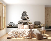 Load image into Gallery viewer, Zen Stacked Stones Wall Decal | Large Rock Mural Sticker | Minimalist Nature Wall Art | Spa Decor | Meditation Room Decor | Peel &amp; Stick