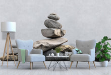 Load image into Gallery viewer, Zen Stacked Stones Wall Decal | Large Rock Mural Sticker | Minimalist Nature Wall Art | Spa Decor | Meditation Room Decor | Peel &amp; Stick