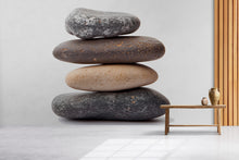 Load image into Gallery viewer, Stacked Stones Wall Decal • Large Zen Rock Mural for Bedroom • Spa Meditation Wall Art • Peel and Stick Stone Sticker • Calm Nature Decor