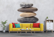 Load image into Gallery viewer, Stacked Stones Wall Decal • Large Zen Rock Mural for Bedroom • Spa Meditation Wall Art • Peel and Stick Stone Sticker • Calm Nature Decor