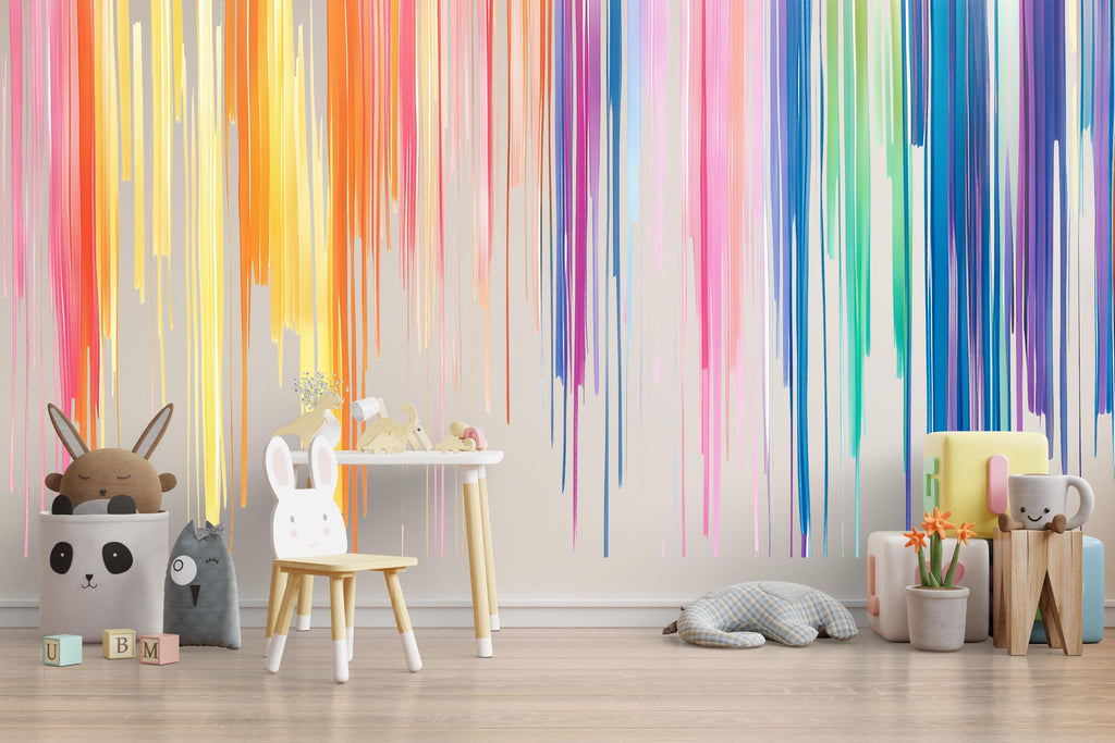 Rainbow Drip Wall Decal • Colorful Kids Room Sticker • Oversized Dripping Paint Mural • Playroom Nursery Wall Art • Peel & Stick Vinyl Decor