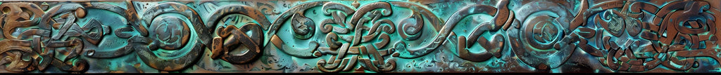 Viking Bronze Boat Wrap – Patina Nordic Marine Vinyl | Metallic Carved Viking Design for Yachts, Sport Boats & Custom Marine Wraps