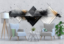 Load image into Gallery viewer, Geometric Abstract Wall Decal | Modern Diamond Shape Wall Sticker | Neutral Minimalist Mural for Living Room, Bedroom, Office Decor