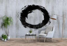 Load image into Gallery viewer, Zen Circle Wall Decal • Japanese Enso Brushstroke Sticker • Minimalist Black Ink Wall Art • Meditation Room Decor • Large Zen Circle Mural