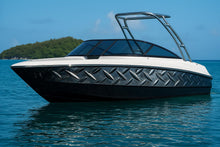 Load image into Gallery viewer, Diamond Plate Boat Wrap – Industrial Metal Marine Vinyl | Luxury Yacht &amp; Sport Boat Wrap | Silver Steel Texture With Gloss Finish