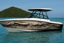Load image into Gallery viewer, Torn Canvas Boat Wrap – Realistic 3D Weathered Fabric Marine Vinyl | Luxury Yacht &amp; Sport Boat Wrap | Rugged Nautical Design