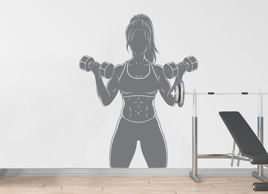Girl Gym Wall Decal Power fitness Women Squat Decor Workout Art Vinyl Wall Stickers Bedroom 184DE