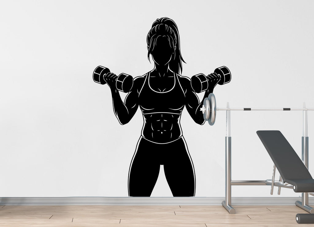 Girl Gym Wall Decal Power fitness Women Squat Decor Workout Art Vinyl Wall Stickers Bedroom 184DE