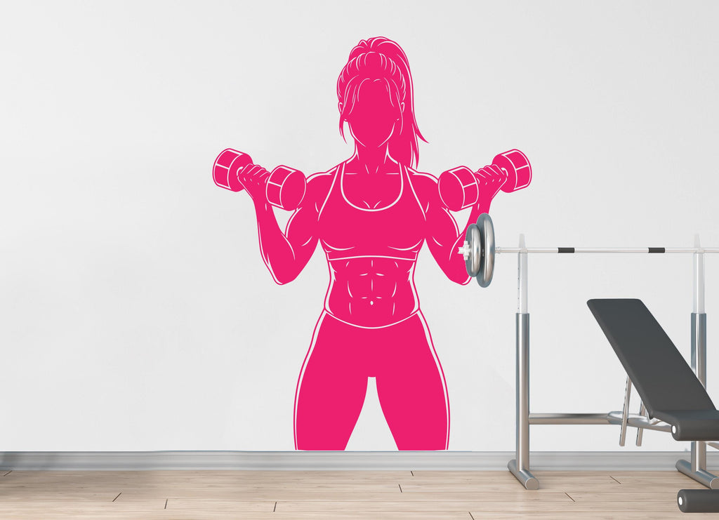 Girl Gym Wall Decal Power fitness Women Squat Decor Workout Art Vinyl Wall Stickers Bedroom 184DE