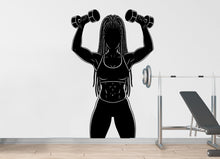 Load image into Gallery viewer, Afro American Girl Locs Gym Wall Decal Power fitness Women Squat Decor Workout Art Vinyl Wall Stickers Bedroom 185DE