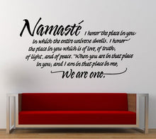 Load image into Gallery viewer, Namaste We Are One Yoga Quote Saying Wall Decal Sticker Vinyl Mural Leaving Bedroom Room Home Decor FREE SHIPPING L311