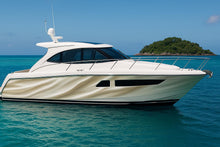 Load image into Gallery viewer, Champagne Silk Boat Wrap – Luxury Pearl Marine Vinyl | Elegant Cream Wave Yacht Wrap | Gloss or Satin Finish | Custom Premium Boat Graphics