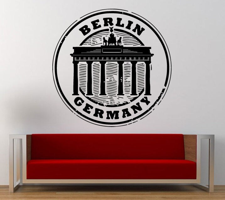 Berlin Germany Stamp Wall Decal Sticker Vinyl Mural Leaving Bedroom Room Home Decor FREE SHIPPING L321