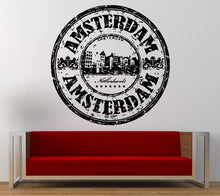 Load image into Gallery viewer, Amsterdam Netherlands Stamp Wall Decal Sticker Vinyl Mural Leaving Bedroom Room Home Decor FREE SHIPPING L324
