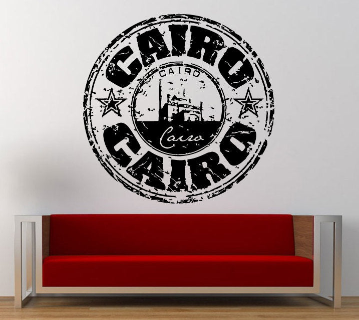 Cairo Stamp Wall Decal Sticker Vinyl Mural Leaving Bedroom Room Home Decor FREE SHIPPING L329