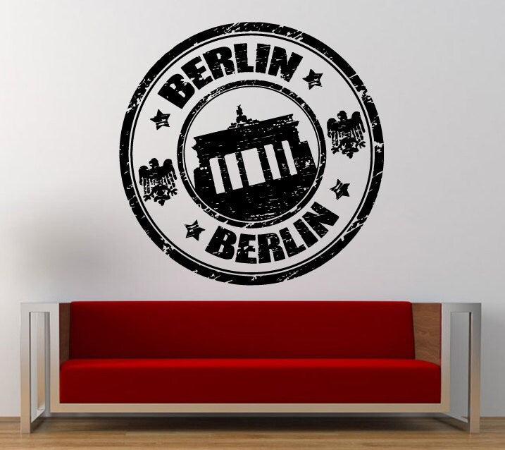 Berlin Stamp Wall Decal Sticker Vinyl Mural Leaving Bedroom Room Home Decor FREE SHIPPING L330