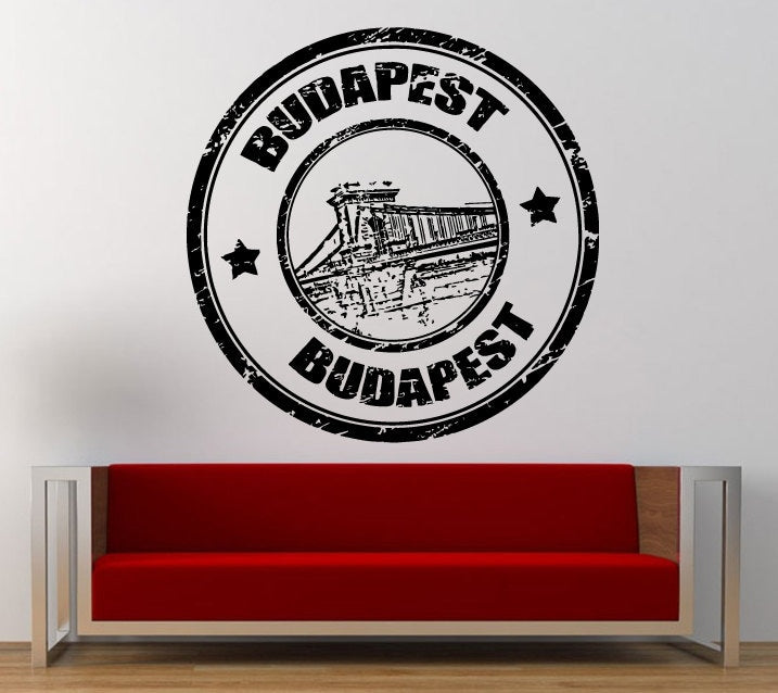 Budapest Stamp Wall Decal Sticker Vinyl Mural Leaving Bedroom Room Home Decor FREE SHIPPING L331