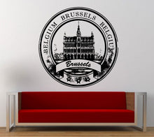 Load image into Gallery viewer, Brussels Belgium Stamp Wall Decal Sticker Vinyl Mural Leaving Bedroom Room Home Decor FREE SHIPPING L335