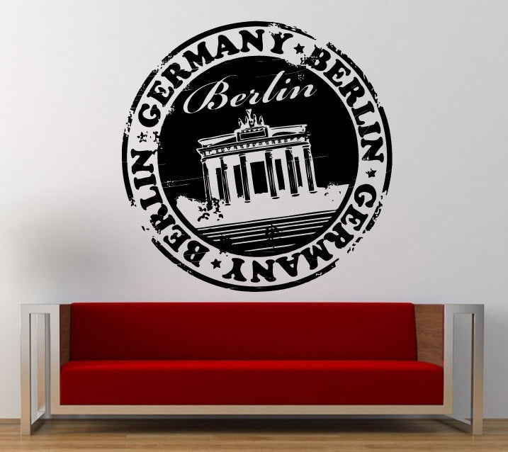 Berlin Germany Stamp Wall Decal Sticker Vinyl Mural Leaving Bedroom Room Home Decor FREE SHIPPING L336