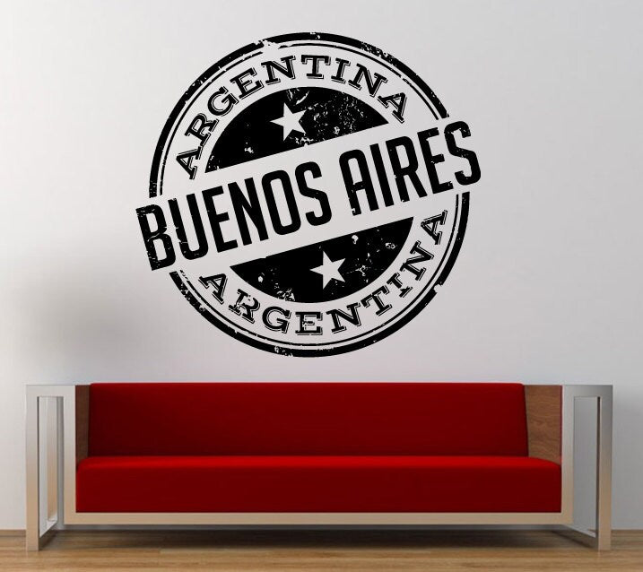 Buenos Aires Argentina Stamp Wall Decal Sticker Vinyl Mural Leaving Bedroom Room Home Decor FREE SHIPPING L346