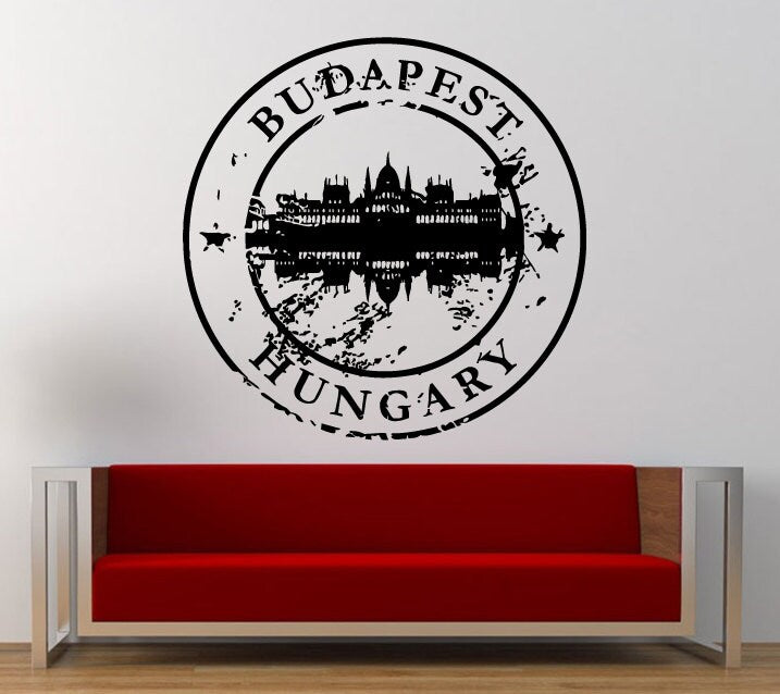 Budapest Hungary Stamp Wall Decal Sticker Vinyl Mural Leaving Bedroom Room Home Decor FREE SHIPPING L350