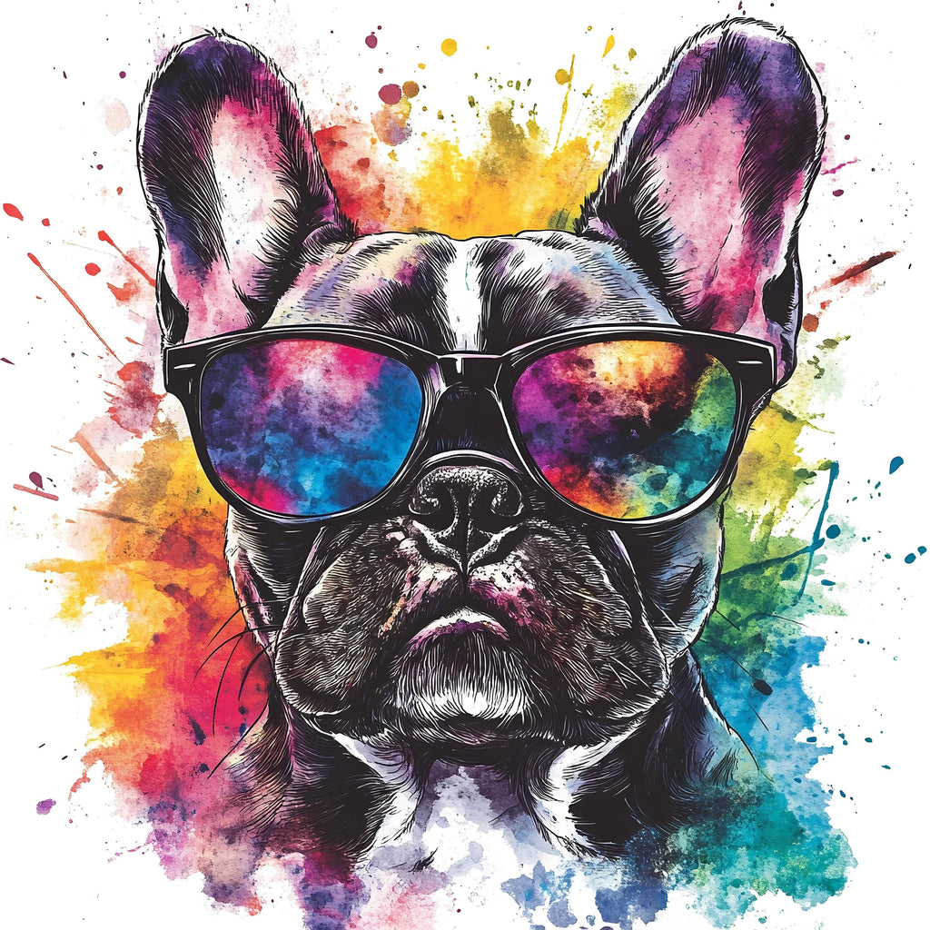 Colorful French Bulldog Wall Decal – Dog Grooming Salon Wall Art | Vibrant Pet Decor | Modern Frenchie Sticker | Pop Art Animal Mural