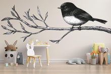 Load image into Gallery viewer, Bird Wall Decal • Black And White Bird On Branch Sticker • Nature Nursery Wall Art • Kids Room Woodland Mural • Large Removable Animal