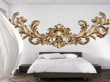 Load image into Gallery viewer, Golden Baroque Wall Decal, Ornamental Wall Sticker, Luxury Decor Mural, Classical Scroll Design, Elegant Bedroom Wall Art Sticker