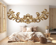 Load image into Gallery viewer, Golden Baroque Wall Decal, Ornamental Wall Sticker, Luxury Decor Mural, Classical Scroll Design, Elegant Bedroom Wall Art Sticker