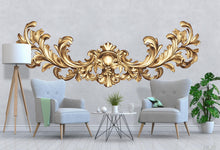 Load image into Gallery viewer, Golden Baroque Wall Decal, Ornamental Wall Sticker, Luxury Decor Mural, Classical Scroll Design, Elegant Bedroom Wall Art Sticker