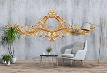 Load image into Gallery viewer, Golden Ornate Mirror Frame Wall Decal, Baroque Wall Sticker, Luxury Scroll Mural, Elegant Bedroom Headboard Decor, Classical Gold Wall Art