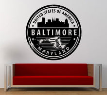 Load image into Gallery viewer, Unite States of America Baltimore Maryland Stamp Wall Decal Sticker Vinyl Mural Leaving Bedroom Room Home Decor FREE SHIPPING L320