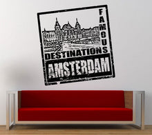Load image into Gallery viewer, Famous Destination Amsterdam Stamp Wall Decal Sticker Vinyl Mural Leaving Bedroom Room Home Decor FREE SHIPPING L323