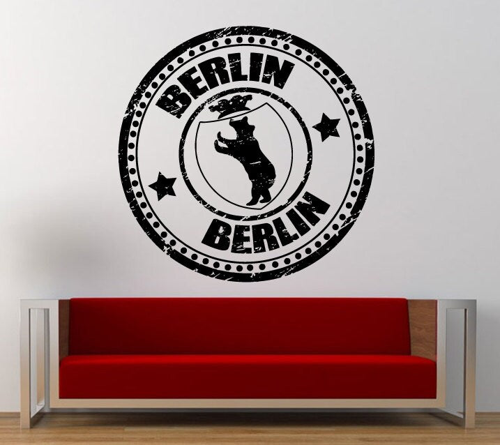 Berlin Stamp Wall Decal Sticker Vinyl Mural Leaving Bedroom Room Home Decor FREE SHIPPING L326