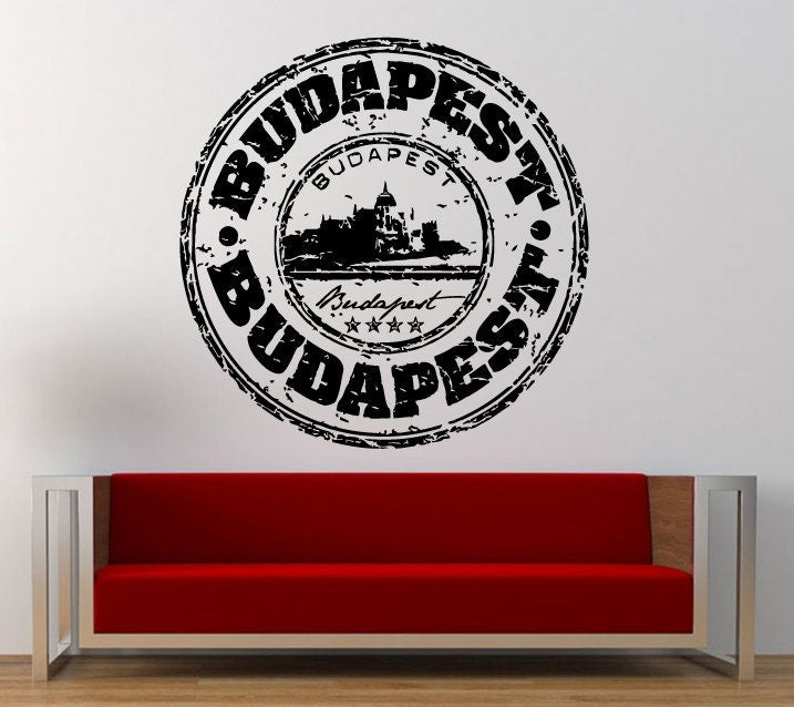 Budapest Stamp Wall Decal Sticker Vinyl Mural Leaving Bedroom Room Home Decor FREE SHIPPING L328