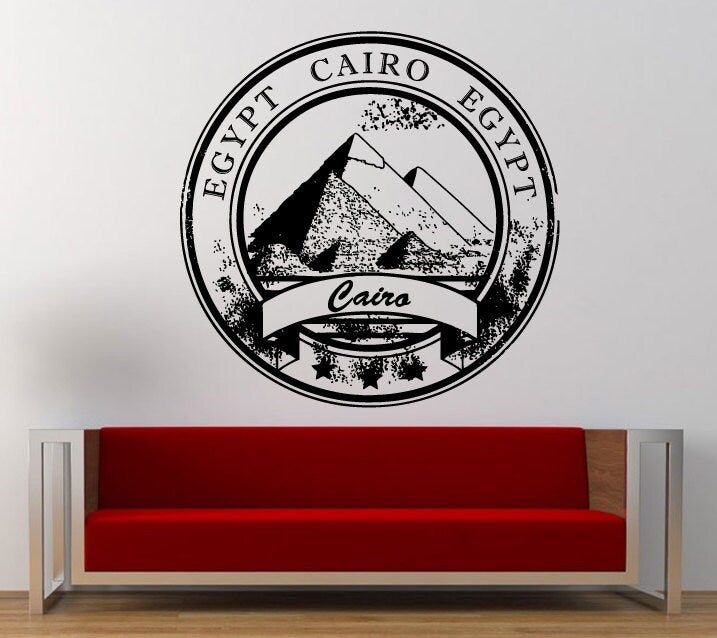 Cairo Egypt Stamp Wall Decal Sticker Vinyl Mural Leaving Bedroom Room Home Decor FREE SHIPPING L334