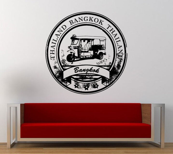 Bangkok Thailand Stamp Wall Decal Sticker Vinyl Mural Leaving Bedroom Room Home Decor FREE SHIPPING L337