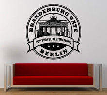 Load image into Gallery viewer, Brandenburg Gate Berlin Travel Destination Stamp Wall Decal Sticker Vinyl Mural Leaving Bedroom Room Home Decor FREE SHIPPING L339