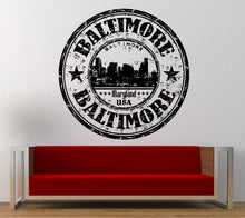 Load image into Gallery viewer, Baltimore Maryland Stamp Wall Decal Sticker Vinyl Mural Leaving Bedroom Room Home Decor FREE SHIPPING L341