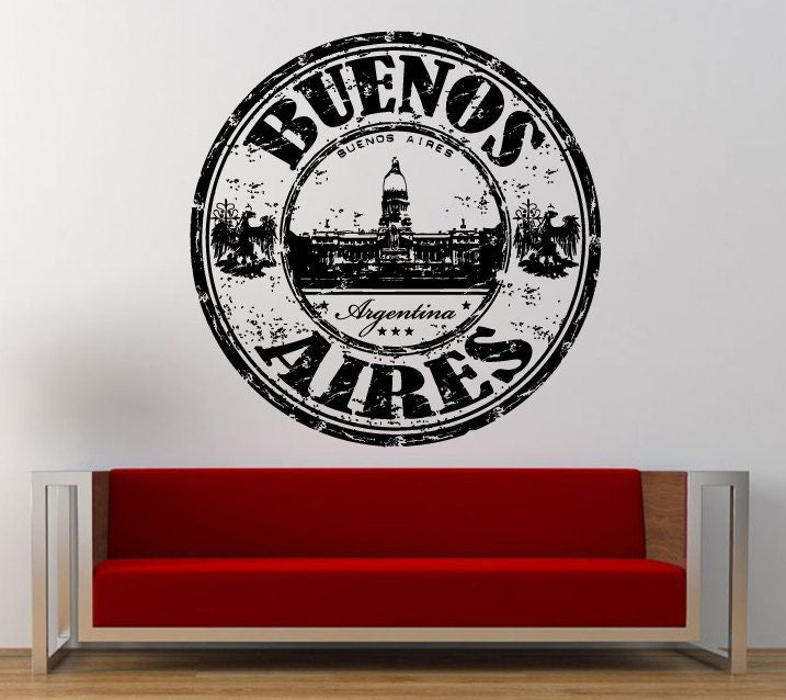 Buenos Aires Argentina Stamp Wall Decal Sticker Vinyl Mural Leaving Bedroom Room Home Decor FREE SHIPPING L342