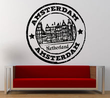 Load image into Gallery viewer, Amsterdam Netherlands Stamp Wall Decal Sticker Vinyl Mural Leaving Bedroom Room Home Decor FREE SHIPPING L343