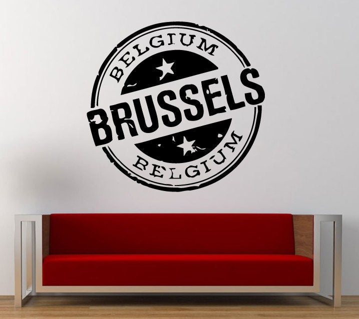 Belgium Brussels Stamp Wall Decal Sticker Vinyl Mural Leaving Bedroom Room Home Decor FREE SHIPPING L348