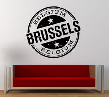 Load image into Gallery viewer, Belgium Brussels Stamp Wall Decal Sticker Vinyl Mural Leaving Bedroom Room Home Decor FREE SHIPPING L348
